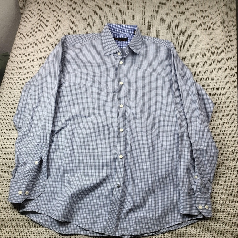 Ben Sherman Shirt Mens 16 32/33 Blue Gingham Regular Fit‎ Dress Long Sleeve